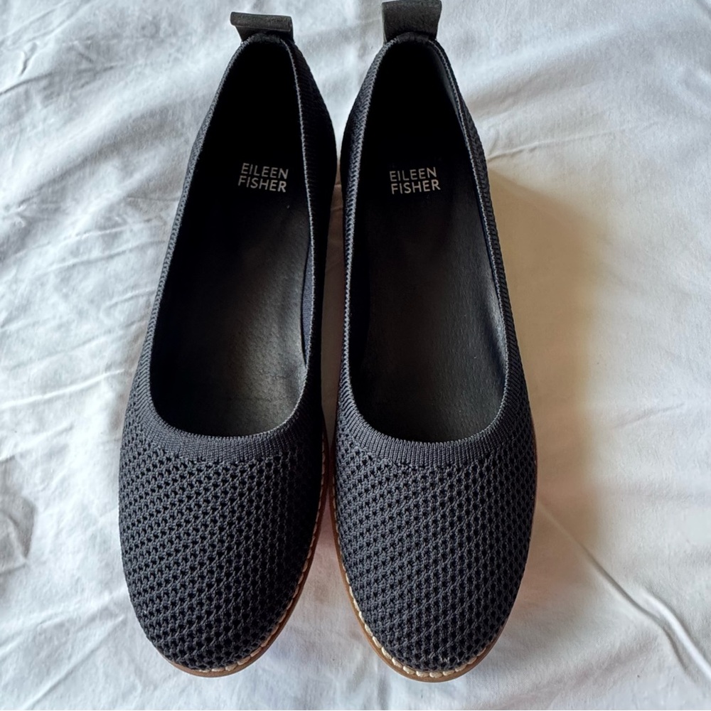 Eileen Fisher Black Knit Ballet Flats